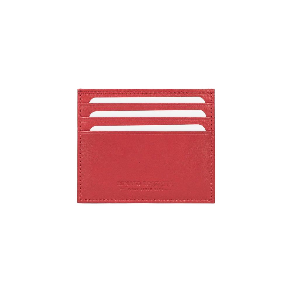 RB12016V | Porta Carte di Credito in Vera Pelle pieno fiore, con leggera grana. Colore Rosso. Protezione RFID. Dimensioni: cm 10 x 8 x 0,5. Confezione: Scatola regalo fondo/coperchio-1