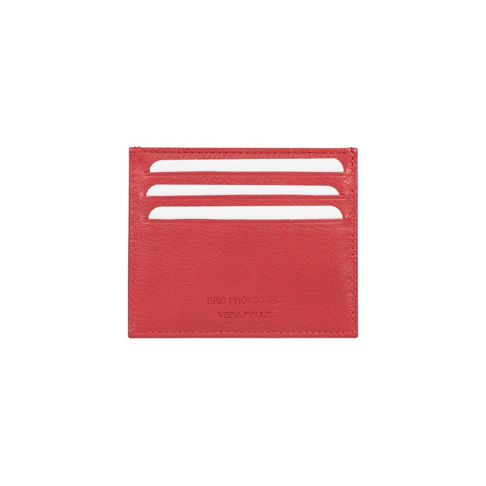 RB12016V | Porta Carte di Credito in Vera Pelle pieno fiore, con leggera grana. Colore Rosso. Protezione RFID. Dimensioni: cm 10 x 8 x 0,5. Confezione: Scatola regalo fondo/coperchio-2