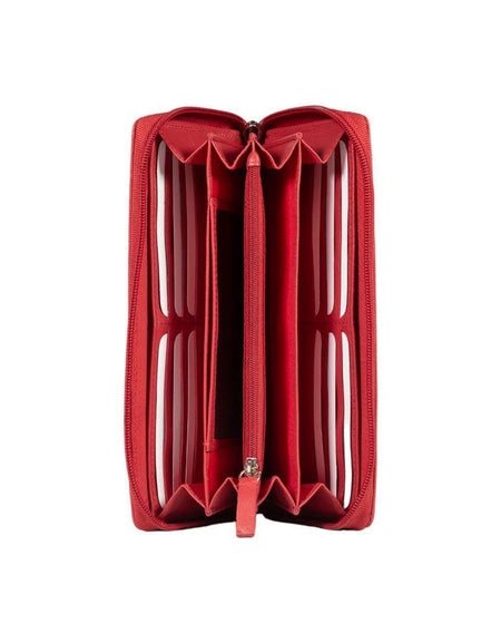 RB12080V | Portafogli Donna in Vera Pelle pieno fiore, con leggera grana. Colore Rosso. Protezione RFID. Dimensioni: cm 20 x 10 x 2,5. Confezione: Scatola regalo fondo/coperchio-1