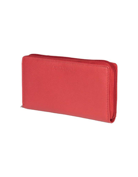 RB12080V | Portafogli Donna in Vera Pelle pieno fiore, con leggera grana. Colore Rosso. Protezione RFID. Dimensioni: cm 20 x 10 x 2,5. Confezione: Scatola regalo fondo/coperchio-0