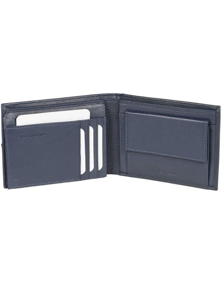 RB12104D | Portafogli Uomo in Vera Pelle pieno fiore, grana dollaro/leggera. Colore Blu. Protezione RFID. Dimensioni da chiuso: cm 12,5 x 9,5 x 2. Confezione: Scatola regalo fondo/coperchio-1