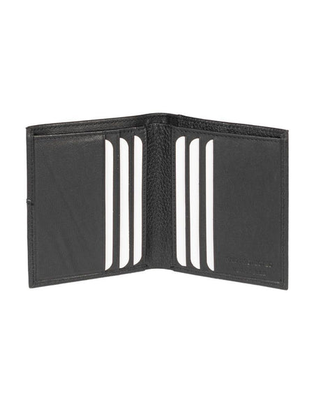 RB12113A | Portafogli Verticale in Vera Pelle pieno fiore, grana dollaro/leggera. Colore Nero. Protezione RFID. Dimensioni da chiuso: cm 9,5 x 10 x 1. Confezione: Scatola regalo fondo/coperchio-1