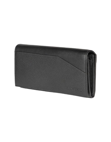 RB12129A | Portafogli Donna in Vera Pelle pieno fiore, grana dollaro/leggera. Colore Nero. Protezione RFID. Dimensioni da chiuso: cm 18,5 x 10 x 3. Confezione: Scatola regalo fondo/coperchio-0