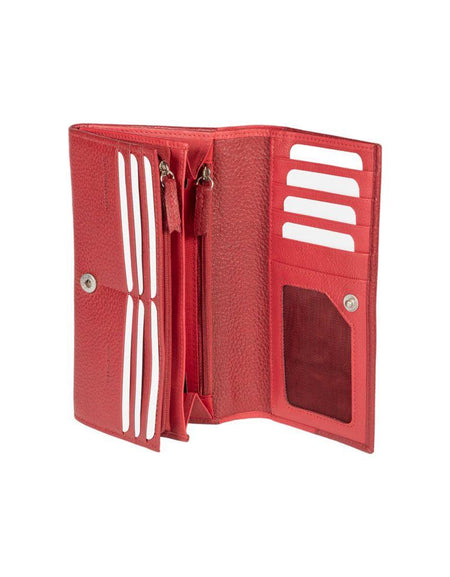 RB12129V | Portafogli Donna in Vera Pelle pieno fiore, grana dollaro/leggera. Colore Rosso. Protezione RFID. Dimensioni da chiuso: cm 18,5 x 10 x 3. Confezione: Scatola regalo fondo/coperchio-1