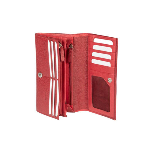 Load image into Gallery viewer, RB12129V | Portafogli Donna in Vera Pelle pieno fiore, grana dollaro/leggera. Colore Rosso. Protezione RFID. Dimensioni da chiuso: cm 18,5 x 10 x 3. Confezione: Scatola regalo fondo/coperchio-1
