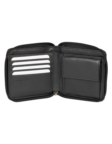 RB12175A | Portafogli con Lampo in Vera Pelle pieno fiore, grana dollaro/leggera. Colore Nero. Protezione RFID. Dimensioni da chiuso: cm 11,5 x 10,5 x 2. Confezione: Scatola regalo fondo/coperchio-1