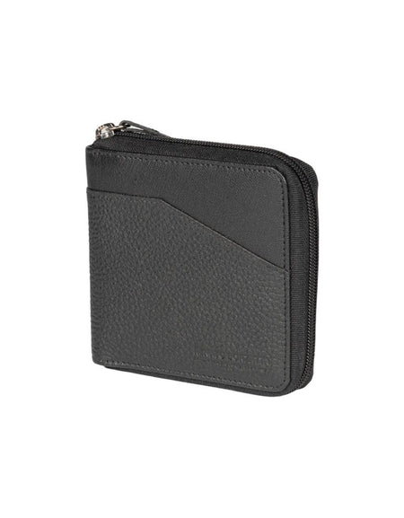 RB12175A | Portafogli con Lampo in Vera Pelle pieno fiore, grana dollaro/leggera. Colore Nero. Protezione RFID. Dimensioni da chiuso: cm 11,5 x 10,5 x 2. Confezione: Scatola regalo fondo/coperchio-0