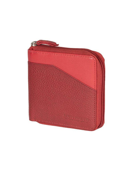 RB12175V | Portafogli con Lampo in Vera Pelle pieno fiore, grana dollaro/leggera. Colore Rosso. Protezione RFID. Dimensioni da chiuso: cm 11,5 x 10,5 x 2. Confezione: Scatola regalo fondo/coperchio-0