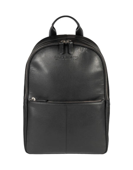 RB2001A | Zaino Porta Netbook/Tablet in Nylon/Vera Pelle, con leggera grana. Chiusura con lampo e spallacci regolabili - Colore Nero - Dimensioni: cm 27 x 38 x 14. Confezione: Sacchetto Tessuto non Tessuto-1