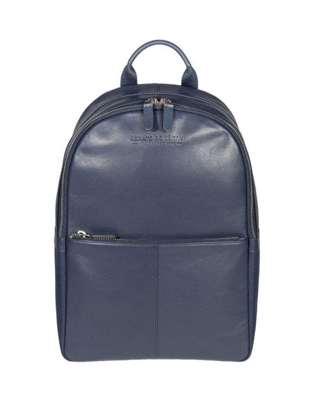 RB2001D | Zaino Porta Netbook/Tablet in Nylon/Vera Pelle, con leggera grana. Chiusura con lampo e spallacci regolabili - Colore Blu - Dimensioni: cm 27 x 38 x 14. Confezione: Sacchetto Tessuto non Tessuto-1