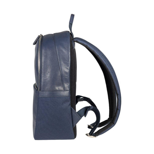 Load image into Gallery viewer, RB2001D | Zaino Porta Netbook/Tablet in Nylon/Vera Pelle, con leggera grana. Chiusura con lampo e spallacci regolabili - Colore Blu - Dimensioni: cm 27 x 38 x 14. Confezione: Sacchetto Tessuto non Tessuto-2
