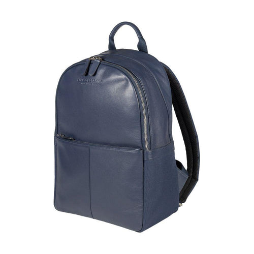 Load image into Gallery viewer, RB2001D | Zaino Porta Netbook/Tablet in Nylon/Vera Pelle, con leggera grana. Chiusura con lampo e spallacci regolabili - Colore Blu - Dimensioni: cm 27 x 38 x 14. Confezione: Sacchetto Tessuto non Tessuto-0
