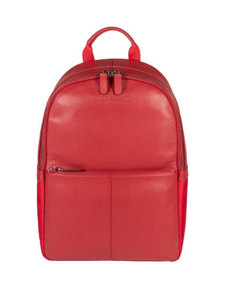 RB2001V | Zaino Porta Netbook/Tablet in Nylon/Vera Pelle, con leggera grana. Chiusura con lampo e spallacci regolabili - Colore Rosso - Dimensioni: cm 27 x 38 x 14. Confezione: Sacchetto Tessuto non Tessuto-1