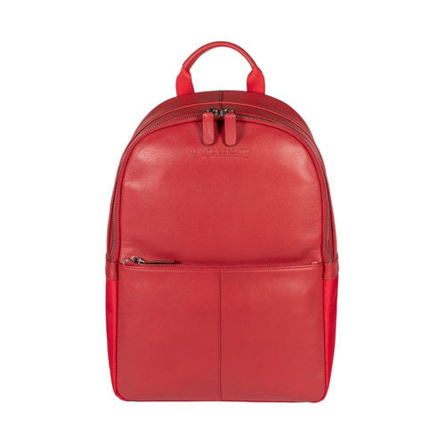 Load image into Gallery viewer, RB2001V | Zaino Porta Netbook/Tablet in Nylon/Vera Pelle, con leggera grana. Chiusura con lampo e spallacci regolabili - Colore Rosso - Dimensioni: cm 27 x 38 x 14. Confezione: Sacchetto Tessuto non Tessuto-1
