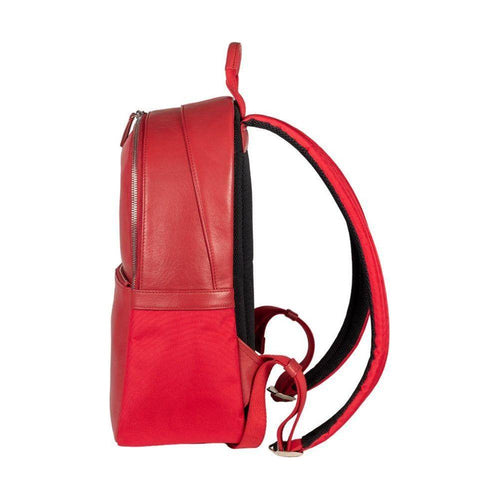 Load image into Gallery viewer, RB2001V | Zaino Porta Netbook/Tablet in Nylon/Vera Pelle, con leggera grana. Chiusura con lampo e spallacci regolabili - Colore Rosso - Dimensioni: cm 27 x 38 x 14. Confezione: Sacchetto Tessuto non Tessuto-2
