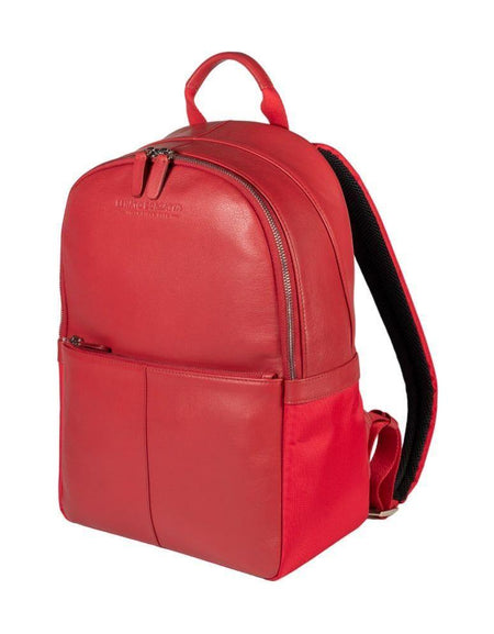 RB2001V | Zaino Porta Netbook/Tablet in Nylon/Vera Pelle, con leggera grana. Chiusura con lampo e spallacci regolabili - Colore Rosso - Dimensioni: cm 27 x 38 x 14. Confezione: Sacchetto Tessuto non Tessuto-0