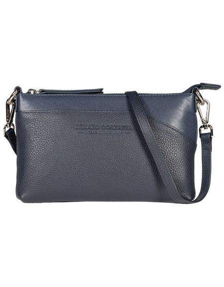 RB2003D | Borsa a Tracolla/Polso in Vera Pelle pieno fiore, grana dollaro/leggera. Tracolla e maniglia removibili. Colore Blu. Dimensioni: cm 22 x 14 x 2,5. Confezione: Sacchetto in Tessuto non Tessuto-0