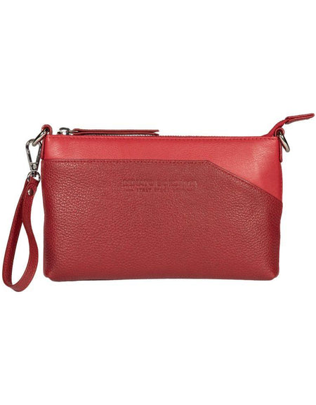 RB2003V | Borsa a Tracolla/Polso in Vera Pelle pieno fiore, grana dollaro/leggera. Tracolla e maniglia removibili. Colore Rosso. Dimensioni: cm 22 x 14 x 2,5. Confezione: Sacchetto in Tessuto non Tessuto-1
