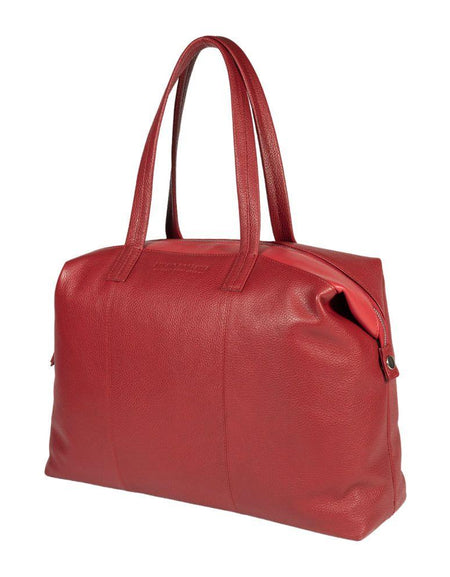 RB2004V | Borsa Shopping Trasformabile in Bauletto in Vera Pelle pieno fiore, grana dollaro/leggera. Doppio manico. Colore Rosso. Dimensioni: cm 43 x 36 x 14. Confezione: Sacchetto in Tessuto non Tessuto-1