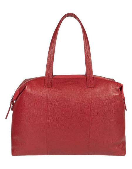 RB2004V | Borsa Shopping Trasformabile in Bauletto in Vera Pelle pieno fiore, grana dollaro/leggera. Doppio manico. Colore Rosso. Dimensioni: cm 43 x 36 x 14. Confezione: Sacchetto in Tessuto non Tessuto-0