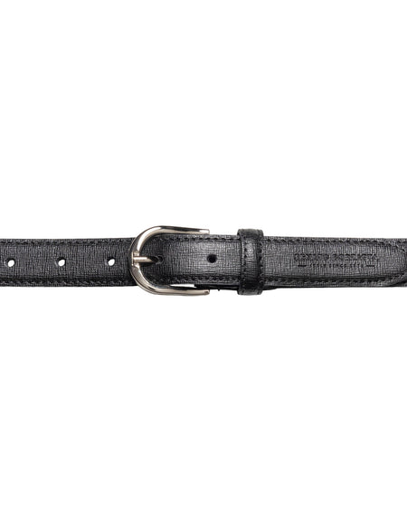 RB4016A | Cintura Donna Made in Italy in Vera Pelle Saffiano. Fibbia in finitura Argento Lucido. Colore Nero. Dimensioni: cm 115 x 2,5 x 0,5 (giro vita cm 100)-1