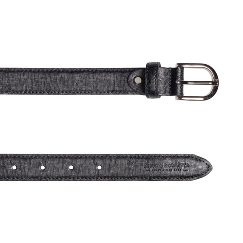 Load image into Gallery viewer, RB4016A | Cintura Donna Made in Italy in Vera Pelle Saffiano. Fibbia in finitura Argento Lucido. Colore Nero. Dimensioni: cm 115 x 2,5 x 0,5 (giro vita cm 100)-2
