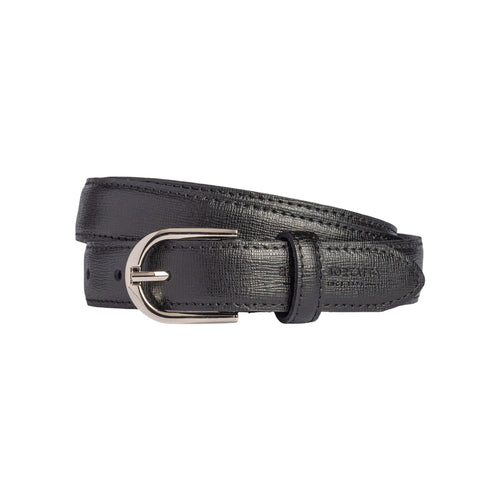 Load image into Gallery viewer, RB4016A | Cintura Donna Made in Italy in Vera Pelle Saffiano. Fibbia in finitura Argento Lucido. Colore Nero. Dimensioni: cm 115 x 2,5 x 0,5 (giro vita cm 100)-0
