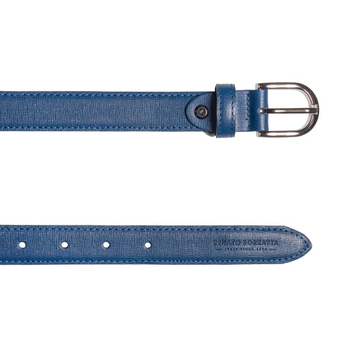 Load image into Gallery viewer, RB4016D | Cintura Donna Made in Italy in Vera Pelle Saffiano. Fibbia in finitura Argento Lucido. Colore Blu. Dimensioni: cm 115 x 2,5 x 0,5 (giro vita cm 100)-2
