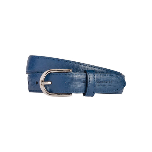 Load image into Gallery viewer, RB4016D | Cintura Donna Made in Italy in Vera Pelle Saffiano. Fibbia in finitura Argento Lucido. Colore Blu. Dimensioni: cm 115 x 2,5 x 0,5 (giro vita cm 100)-0
