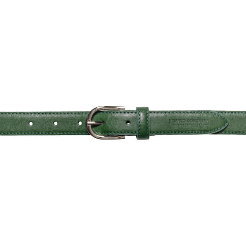 Load image into Gallery viewer, RB4016E | Cintura Donna Made in Italy in Vera Pelle Saffiano. Fibbia in finitura Argento Lucido. Colore Verde. Dimensioni: cm 115 x 2,5 x 0,5 (giro vita cm 100)-1
