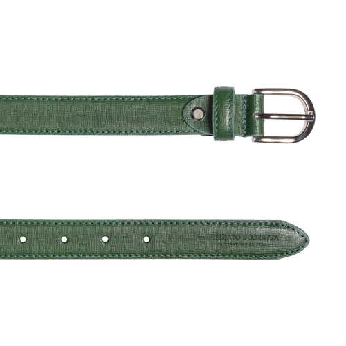 Load image into Gallery viewer, RB4016E | Cintura Donna Made in Italy in Vera Pelle Saffiano. Fibbia in finitura Argento Lucido. Colore Verde. Dimensioni: cm 115 x 2,5 x 0,5 (giro vita cm 100)-2

