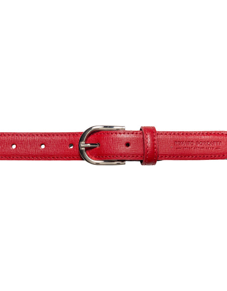 RB4016V | Cintura Donna Made in Italy in Vera Pelle Saffiano. Fibbia in finitura Argento Lucido. Colore Rosso. Dimensioni: cm 115 x 2,5 x 0,5 (giro vita cm 100)-1