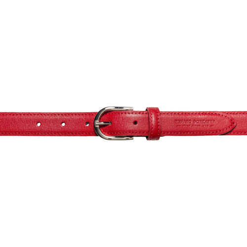 Load image into Gallery viewer, RB4016V | Cintura Donna Made in Italy in Vera Pelle Saffiano. Fibbia in finitura Argento Lucido. Colore Rosso. Dimensioni: cm 115 x 2,5 x 0,5 (giro vita cm 100)-1
