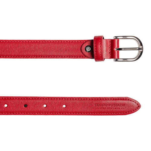 Load image into Gallery viewer, RB4016V | Cintura Donna Made in Italy in Vera Pelle Saffiano. Fibbia in finitura Argento Lucido. Colore Rosso. Dimensioni: cm 115 x 2,5 x 0,5 (giro vita cm 100)-2
