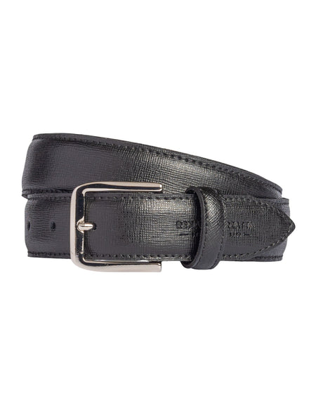RB4017A | Cintura Donna Made in Italy in Vera Pelle Saffiano. Fibbia in finitura Argento Lucido. Colore Nero. Dimensioni: cm 115 x 3,0 x 0,5 (giro vita cm 100)-0
