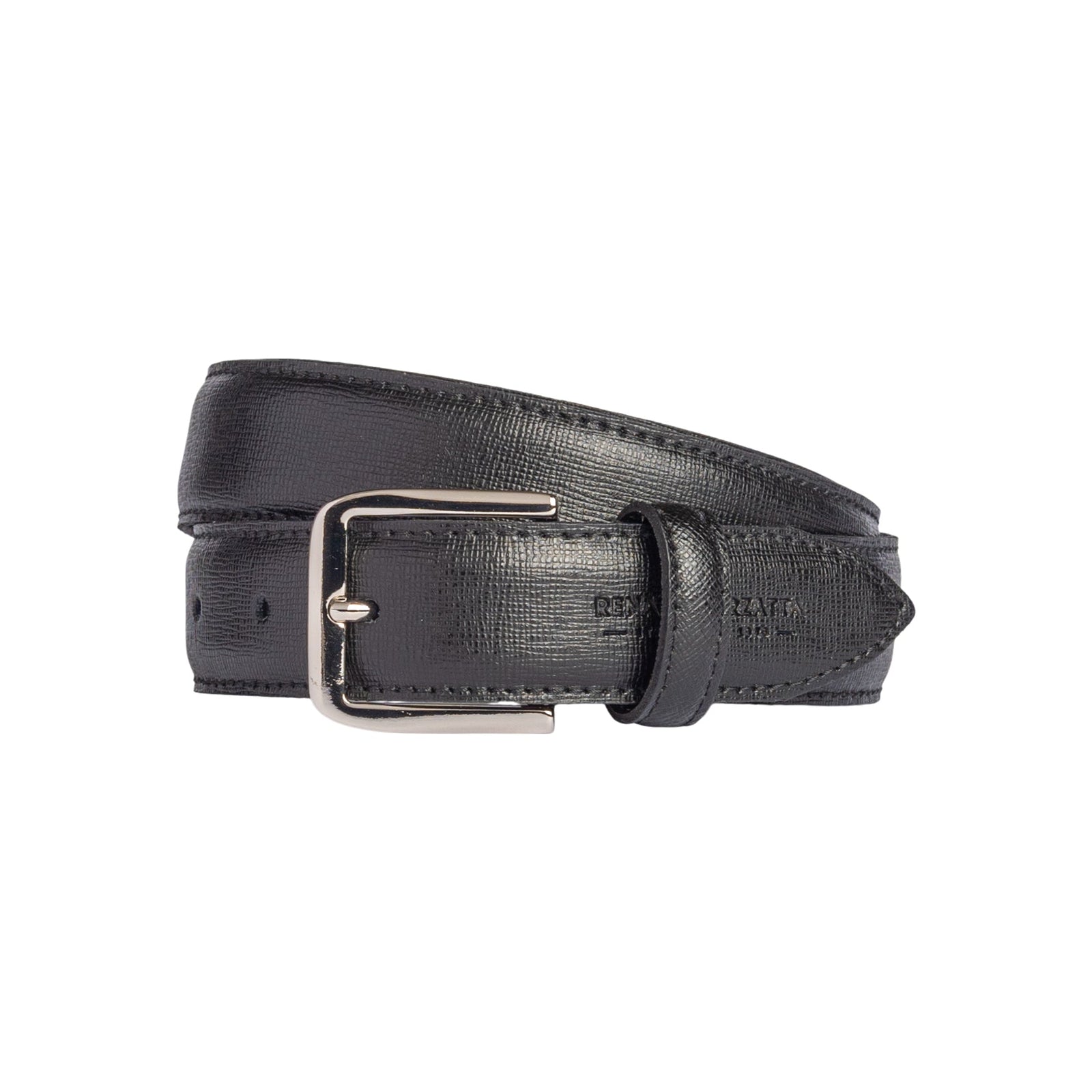 RB4017A | Cintura Donna Made in Italy in Vera Pelle Saffiano. Fibbia in finitura Argento Lucido. Colore Nero. Dimensioni: cm 115 x 3,0 x 0,5 (giro vita cm 100)-0
