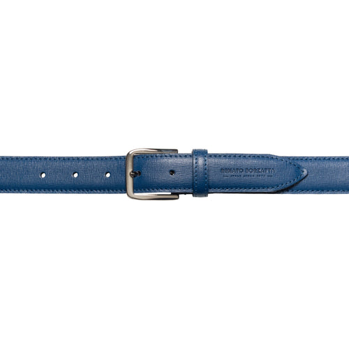 Load image into Gallery viewer, RB4017D | Cintura Donna Made in Italy in Vera Pelle Saffiano. Fibbia in finitura Argento Lucido. Colore Blu. Dimensioni: cm 115 x 3,0 x 0,5 (giro vita cm 100)-1
