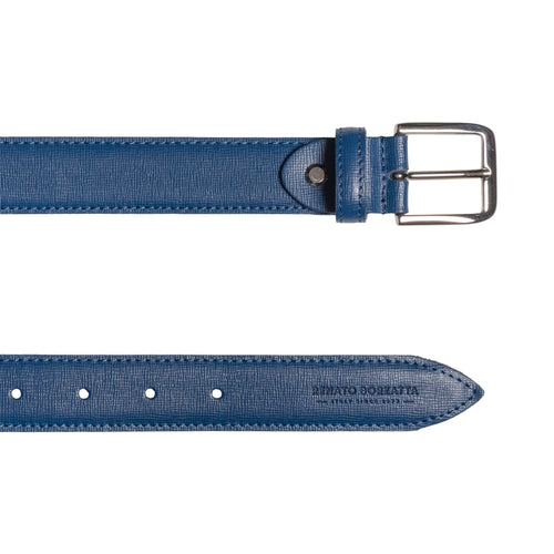 Load image into Gallery viewer, RB4017D | Cintura Donna Made in Italy in Vera Pelle Saffiano. Fibbia in finitura Argento Lucido. Colore Blu. Dimensioni: cm 115 x 3,0 x 0,5 (giro vita cm 100)-2
