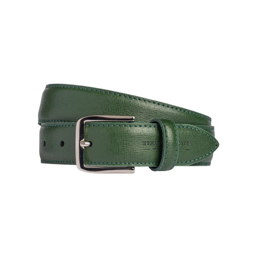 Load image into Gallery viewer, RB4017E | Cintura Donna Made in Italy in Vera Pelle Saffiano. Fibbia in finitura Argento Lucido. Colore Verde. Dimensioni: cm 115 x 3,0 x 0,5 (giro vita cm 100)-0
