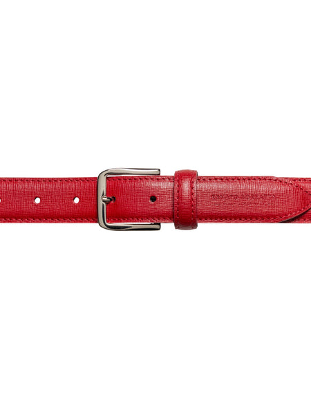 RB4017V | Cintura Donna Made in Italy in Vera Pelle Saffiano. Fibbia in finitura Argento Lucido. Colore Rosso. Dimensioni: cm 115 x 3,0 x 0,5 (giro vita cm 100)-1