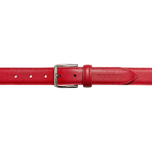 Load image into Gallery viewer, RB4017V | Cintura Donna Made in Italy in Vera Pelle Saffiano. Fibbia in finitura Argento Lucido. Colore Rosso. Dimensioni: cm 115 x 3,0 x 0,5 (giro vita cm 100)-1
