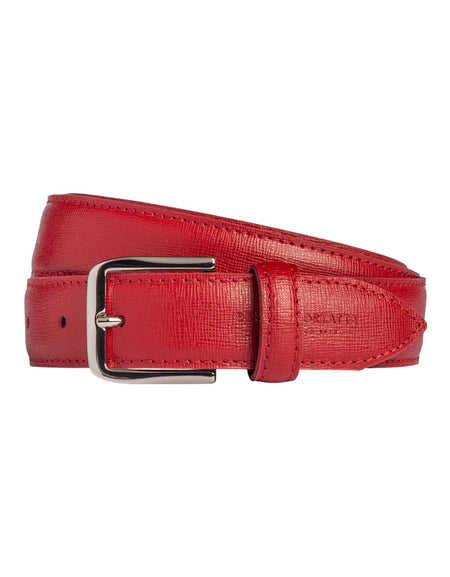 RB4017V | Cintura Donna Made in Italy in Vera Pelle Saffiano. Fibbia in finitura Argento Lucido. Colore Rosso. Dimensioni: cm 115 x 3,0 x 0,5 (giro vita cm 100)-0