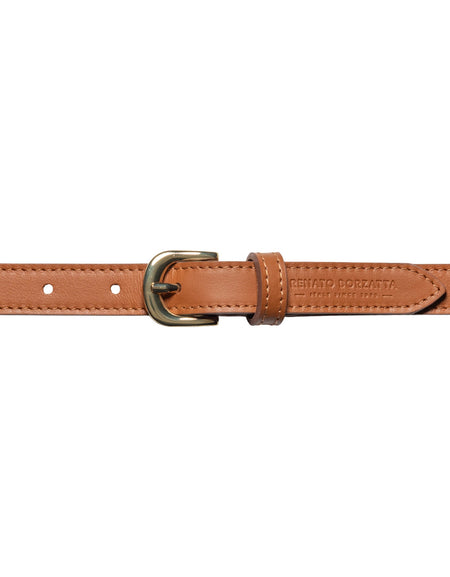 RB4018S | Cintura Donna Made in Italy in Vera Pelle Morbida Sauvage. Fibbia in finitura Oro Lucido. Colore Cognac. Dimensioni: cm 115 x 2,0 x 0,5 (giro vita cm 100)-1