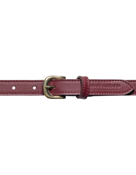 RB4018X | Cintura Donna Made in Italy in Vera Pelle Morbida Sauvage. Fibbia in finitura Oro Lucido. Colore Bodeaux. Dimensioni: cm 115 x 2,0 x 0,5 (giro vita cm 100)-1