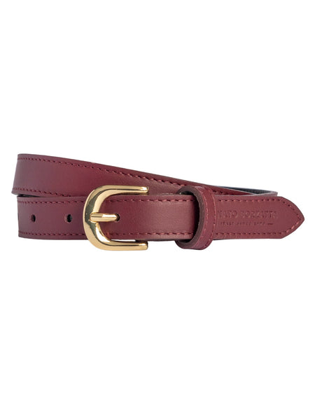 RB4018X | Cintura Donna Made in Italy in Vera Pelle Morbida Sauvage. Fibbia in finitura Oro Lucido. Colore Bodeaux. Dimensioni: cm 115 x 2,0 x 0,5 (giro vita cm 100)-0