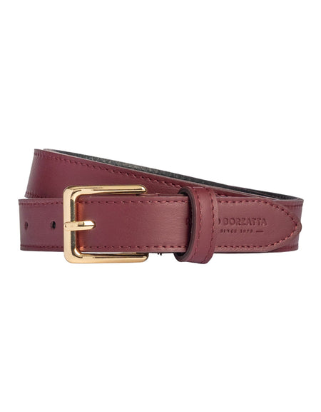 RB4019X | Cintura Donna Made in Italy in Vera Pelle Morbida Sauvage. Fibbia in finitura Oro Lucido. Colore Bordeaux. Dimensioni: cm 115 x 2,5 x 0,5 (giro vita cm 100)-0