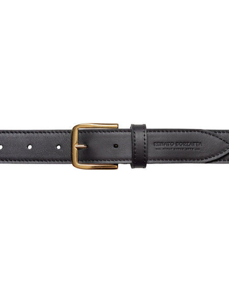 RB4020A | Cintura Donna Made in Italy in Vera Pelle Morbida Sauvage. Fibbia in finitura Oro Lucido. Colore Nero. Dimensioni: cm 115 x 3,0 x 0,5 (giro vita cm 100)-1