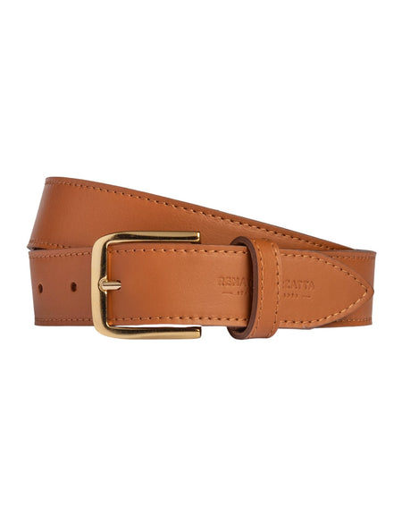 RB4020S | Cintura Donna Made in Italy in Vera Pelle Morbida Sauvage. Fibbia in finitura Oro Lucido. Colore Cognac. Dimensioni: cm 115 x 3,0 x 0,5 (giro vita cm 100)-0