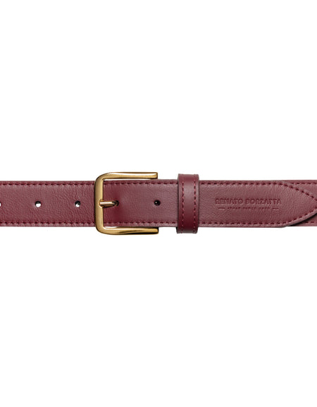 RB4020X | Cintura Donna Made in Italy in Vera Pelle Morbida Sauvage. Fibbia in finitura Oro Lucido. Colore Bordeaux. Dimensioni: cm 115 x 3,0 x 0,5 (giro vita cm 100)-1