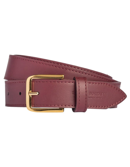 RB4020X | Cintura Donna Made in Italy in Vera Pelle Morbida Sauvage. Fibbia in finitura Oro Lucido. Colore Bordeaux. Dimensioni: cm 115 x 3,0 x 0,5 (giro vita cm 100)-0